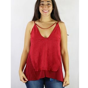 Sexy Spaghetti Strap Faux Suede Top Deep Red 33-3
